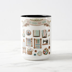 Cute Arts, Crafts & Sewing Elements Clipart - "Cre Two-Tone Coffee Mug