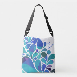 Cute Artsy Aqua Blue, Purple Watercolor Pattern Crossbody Bag