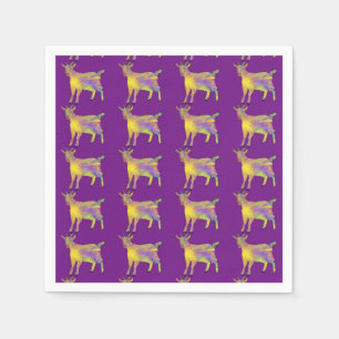 Cute Artsy Goat Colourful Funny Farm Animal Art Napkin