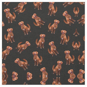 Cute Artsy Golden Retriever Dog Pattern Fabric