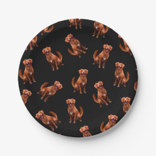 Cute Artsy Golden Retriever Dog Pattern Paper Plate