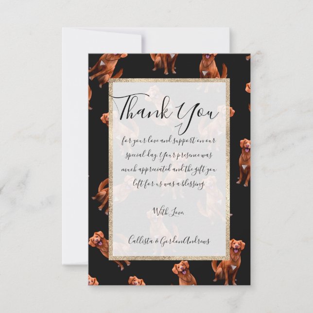 Cute Artsy Golden Retriever Dog Pattern Thank You Card (Front)
