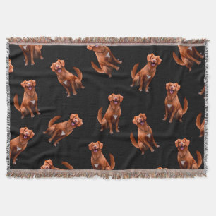 Cute Artsy Golden Retriever Dog Pattern Throw Blanket