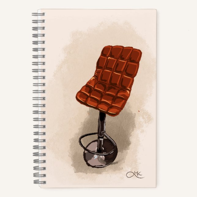 Cute artsy notebook with a chocolate chair (Front)