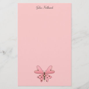 Cute as a Bug · Pink & Brown Butterfly Stationery