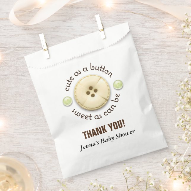 Cute as a Button Baby Shower Favour Bags (Clipped)
