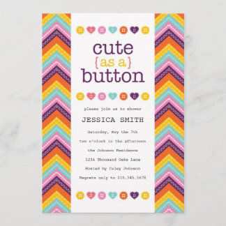 Cute as a Button Baby Shower Invitation