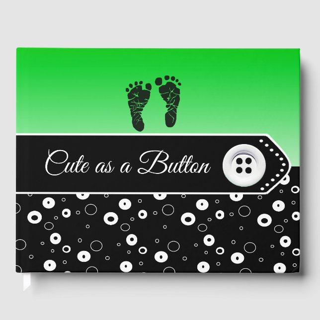 Cute as a Button Baby Shower Keepsake Guestbook (Front)