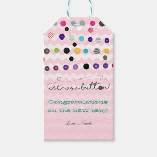 Cute as a Button Baby Shower Party Gift Tag
