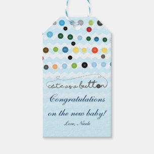 Cute as a Button Baby Shower Party Gift Tag