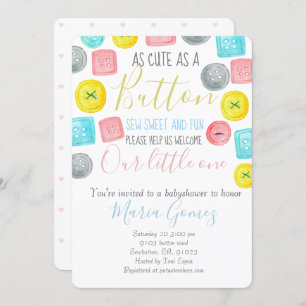 Cute as a button babyshower invitation