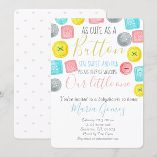 Cute as a button babyshower invitation