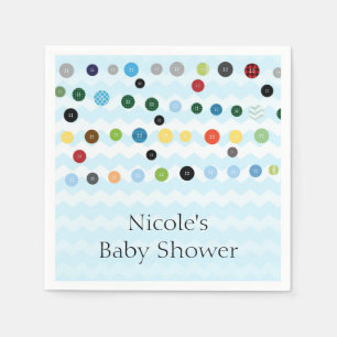 Cute As A Button Blue Baby Shower Party Napkin