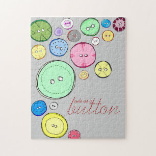 Cute as a Button Colorful Digital Illustration Jigsaw Puzzle