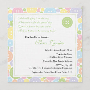 Cute as a Button Neutral Baby Shower Invitation