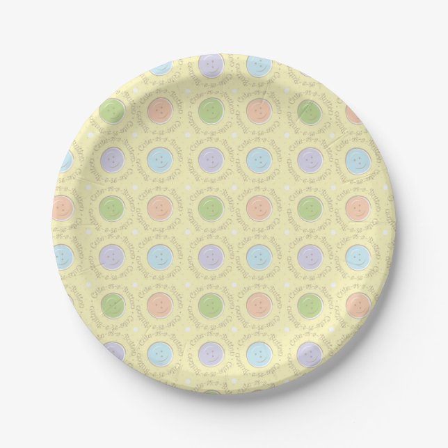 Cute-as-a-Button Paper Plate (Front)
