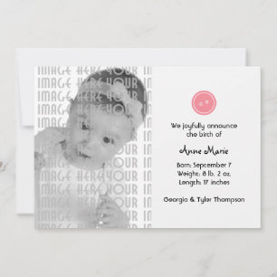 Cute as a Button (Pink) Announcement