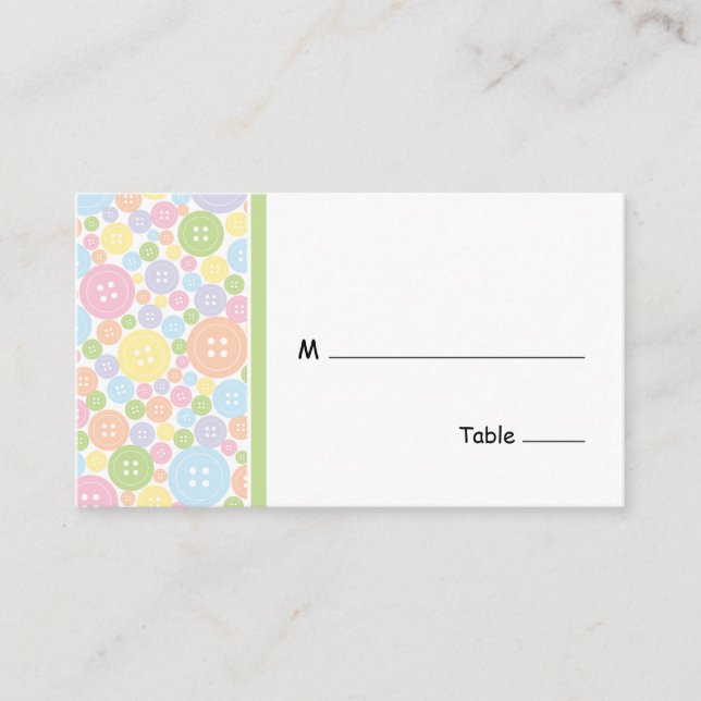 Cute as a Button | Table Seating Card (Front)