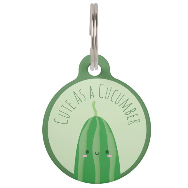 Cute As a Cucumber Funny Cutecumber Pet Tag (Front)