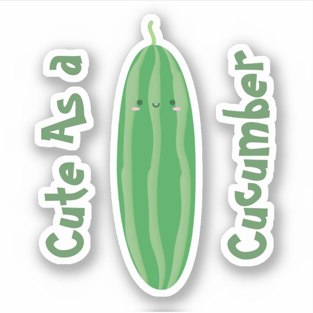Cute As a Cucumber Funny Kawaii Cool Cutecumber (Front)