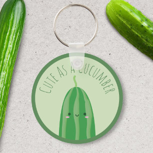 Cute As a Cucumber Funny Kawaii Cutecumber Key Ring