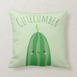 Cute As a Cucumber Funny Kawaii Cutecumber Name Cushion