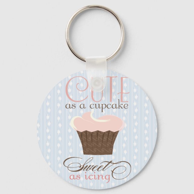 Cute as a cupcake! Pink & Brown Key Ring (Front)