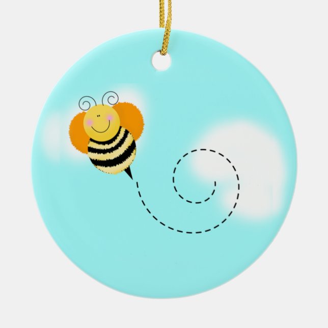 Cute as can Bee Photo Christmas Ornament (Front)