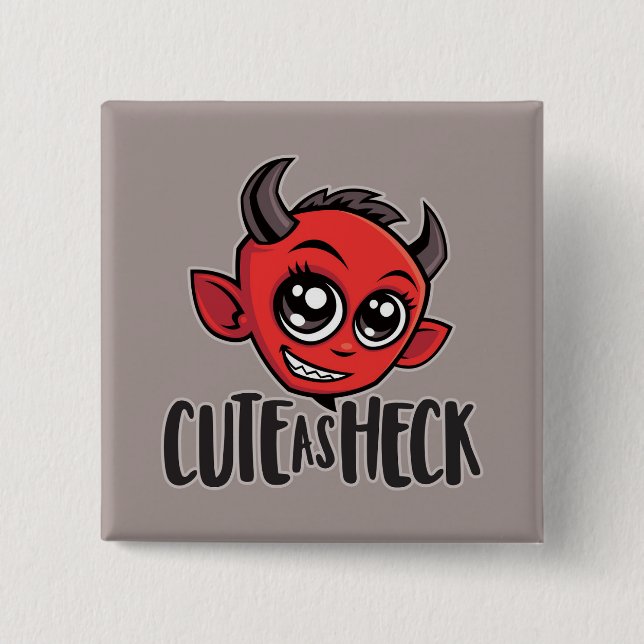 Cute as Heck Devil 15 Cm Square Badge (Front)