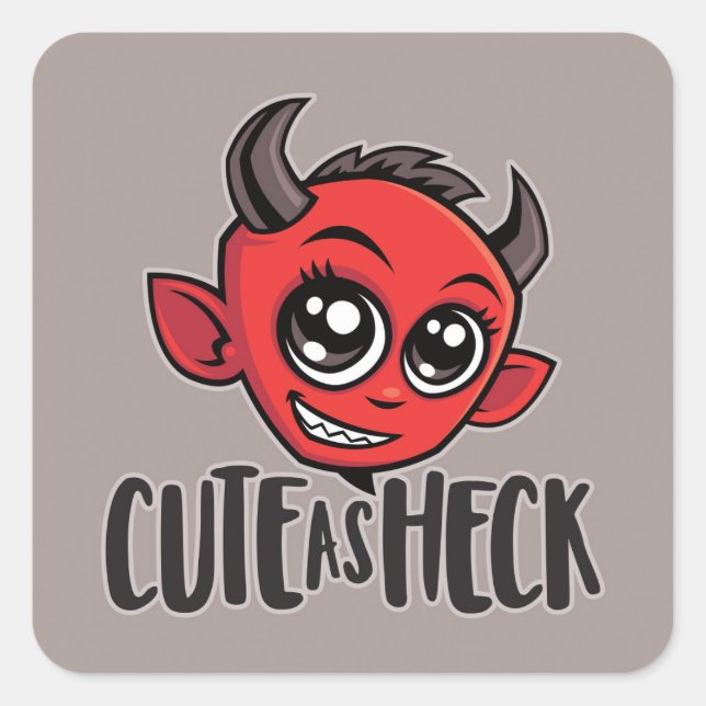 Cute as Heck Devil Square Sticker (Front)