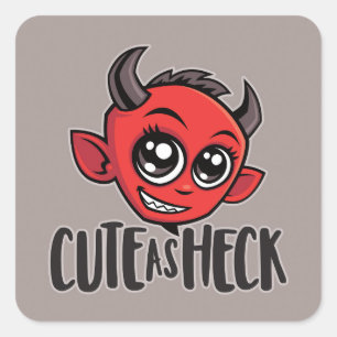 Cute as Heck Devil Square Sticker