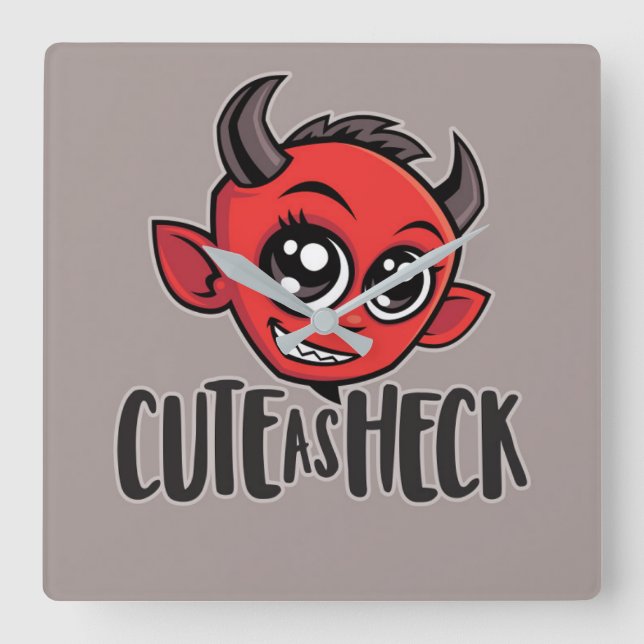Cute as Heck Devil Square Wall Clock (Front)