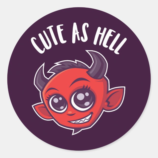 Cute as Hell Devil Classic Round Sticker (Front)