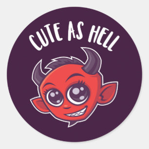 Cute as Hell Devil Classic Round Sticker