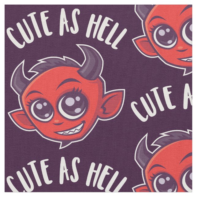 Cute as Hell Devil Fabric (Close Up)