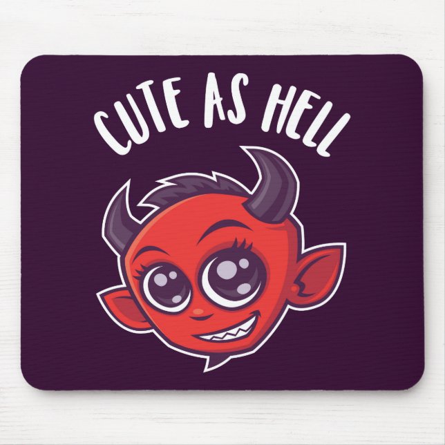 Cute as Hell Devil Mouse Mat (Front)