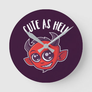 Cute as Hell Devil Round Clock