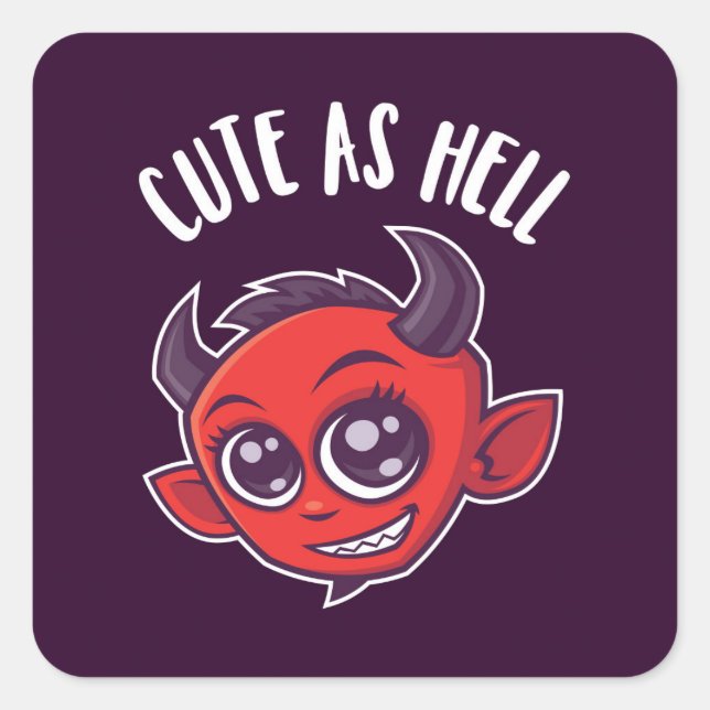 Cute as Hell Devil Square Sticker (Front)