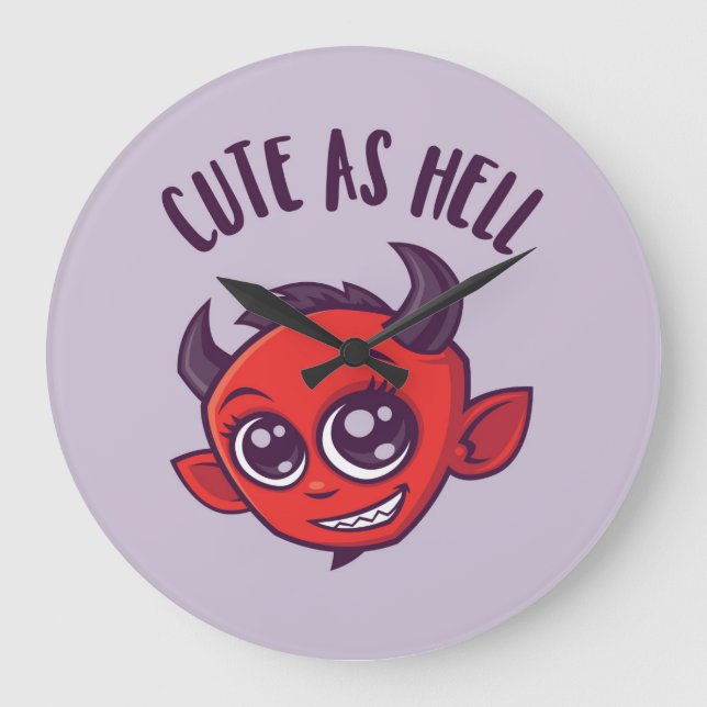 Cute as Hell Devil with Dark Text Large Clock (Front)