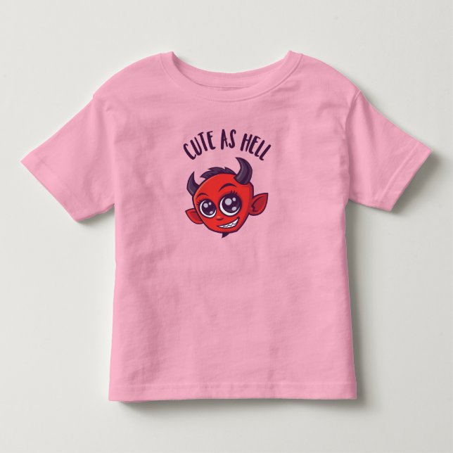 Cute as Hell Devil with Dark Text Toddler T-Shirt (Front)