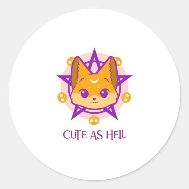 Cute as Hell Fox Classic Round Sticker (Front)