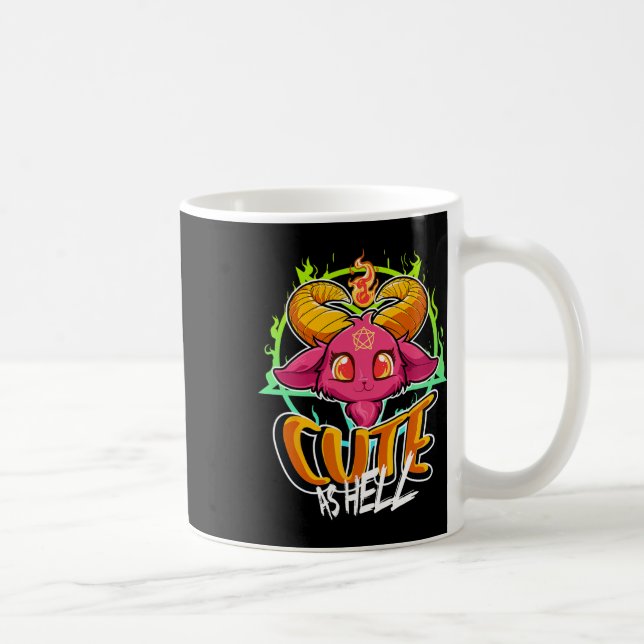 Cute As Hell Halloween Kawaii Phomet Funny Satan G Coffee Mug (Right)