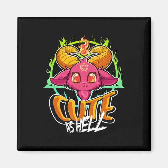 Cute As Hell Halloween Kawaii Phomet Funny Satan G Magnet (Front)