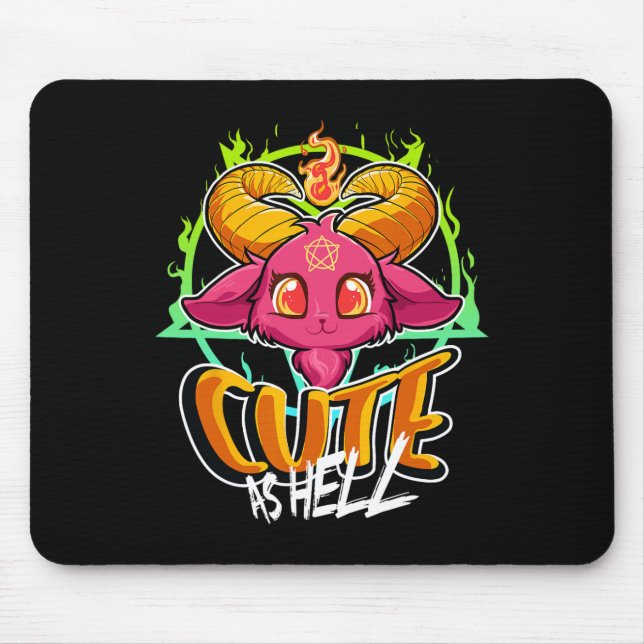 Cute As Hell Halloween Kawaii Phomet Funny Satan G Mouse Mat (Front)