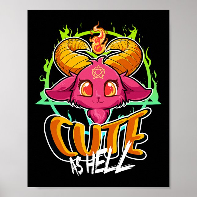 Cute As Hell Halloween Kawaii Phomet Funny Satan G Poster (Front)
