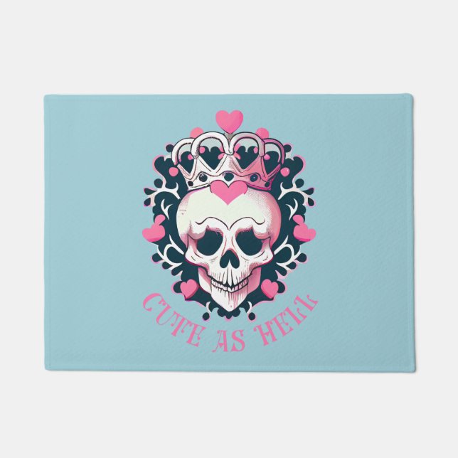 Cute as Hell skull with crown Doormat (Front)