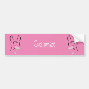 Cute Ascii bunny holding martini Thunder_Cove Bumper Sticker