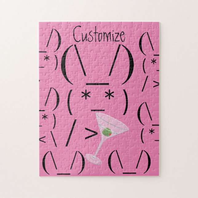Cute Ascii bunny holding martini Thunder_Cove Jigsaw Puzzle (Vertical)