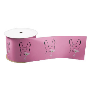 Cute Ascii bunny holding martini Thunder_Cove Satin Ribbon