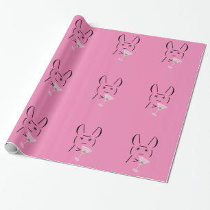 Cute Ascii bunny holding martini Thunder_Cove Wrapping Paper